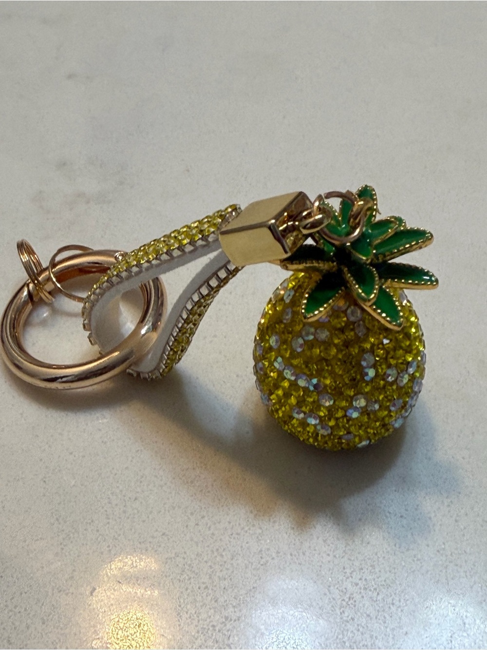 Crystal Pineapple Key Charm in Yellow and Green
